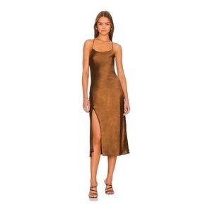 Line & Dot Camden Slip Dress Thigh High Slit in Chocolate Brown Size Small
